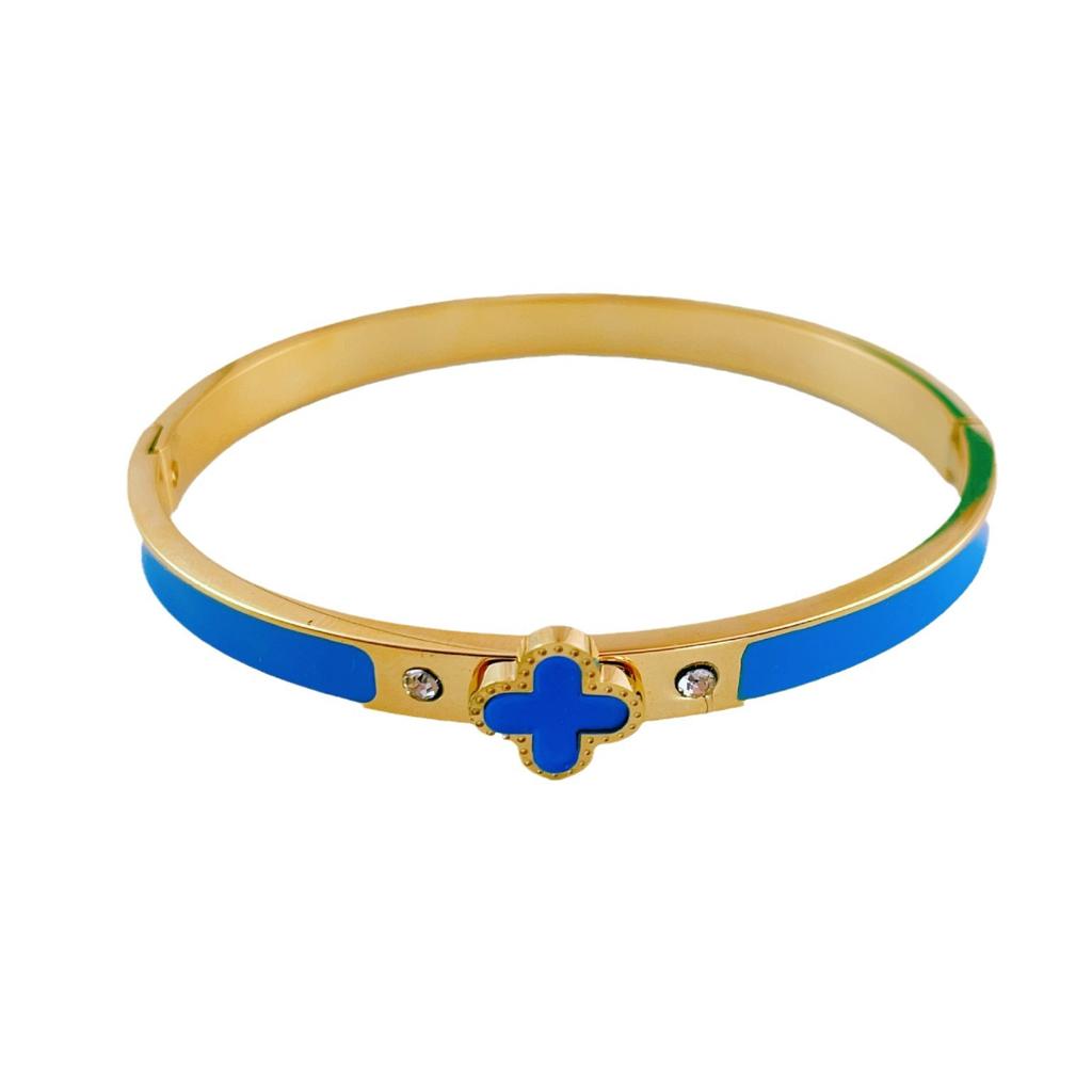 Bracelet trèfle à quatre feuilles tendance, en acier titane de haute qualité, pour femme