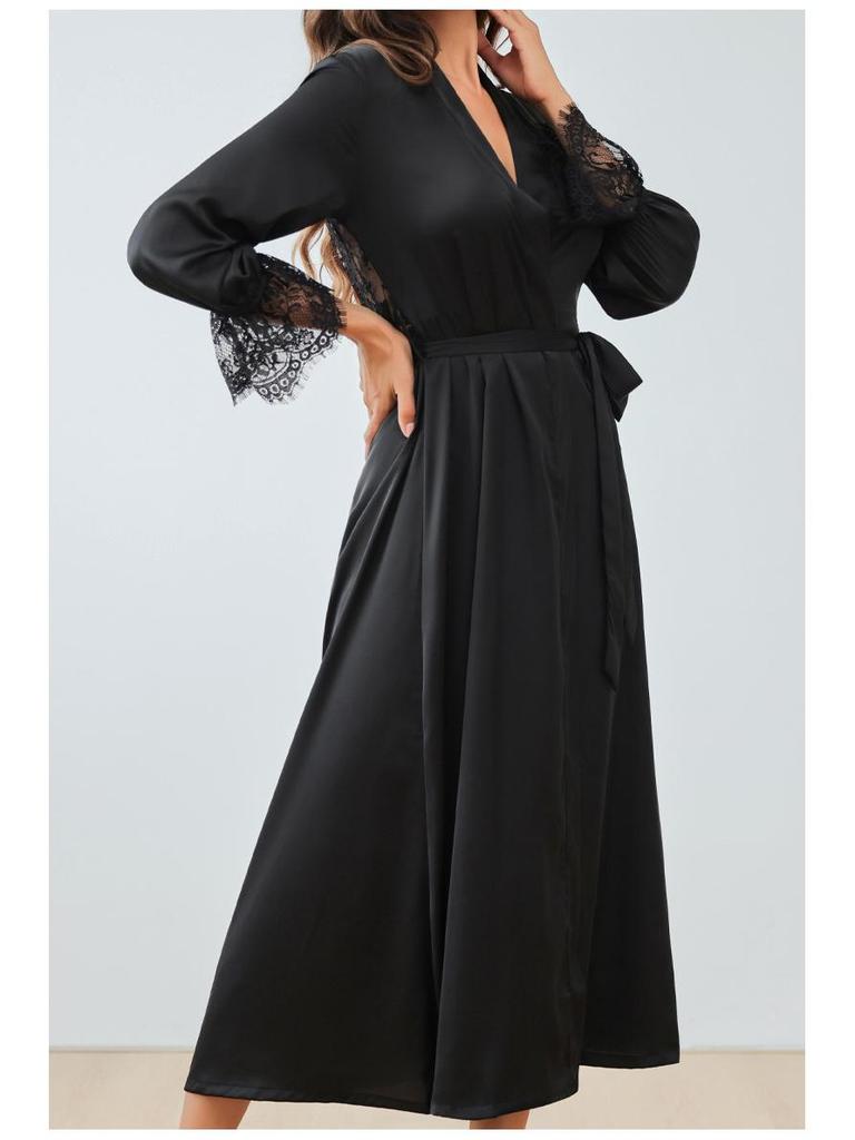 Yaoting Women's Satin Lace Backless Pajamas - Spring/Summer Lightweight Ice Silk Homewear 2700