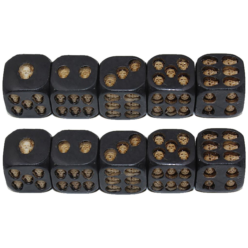 5pcs/set Halloween Skull Dice Decorative Black Skull Dice  of Halloween Party Death Table Game Toy Death Set of 5 18mm