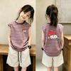 Stylish Patchwork Stripe Sleeveless Top Set for Girls - New Summer Arrivals for Middle & Big Kids