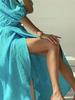 2023 Spring/Summer Women's European & American Style Lace-up Puff Sleeve Split Dress