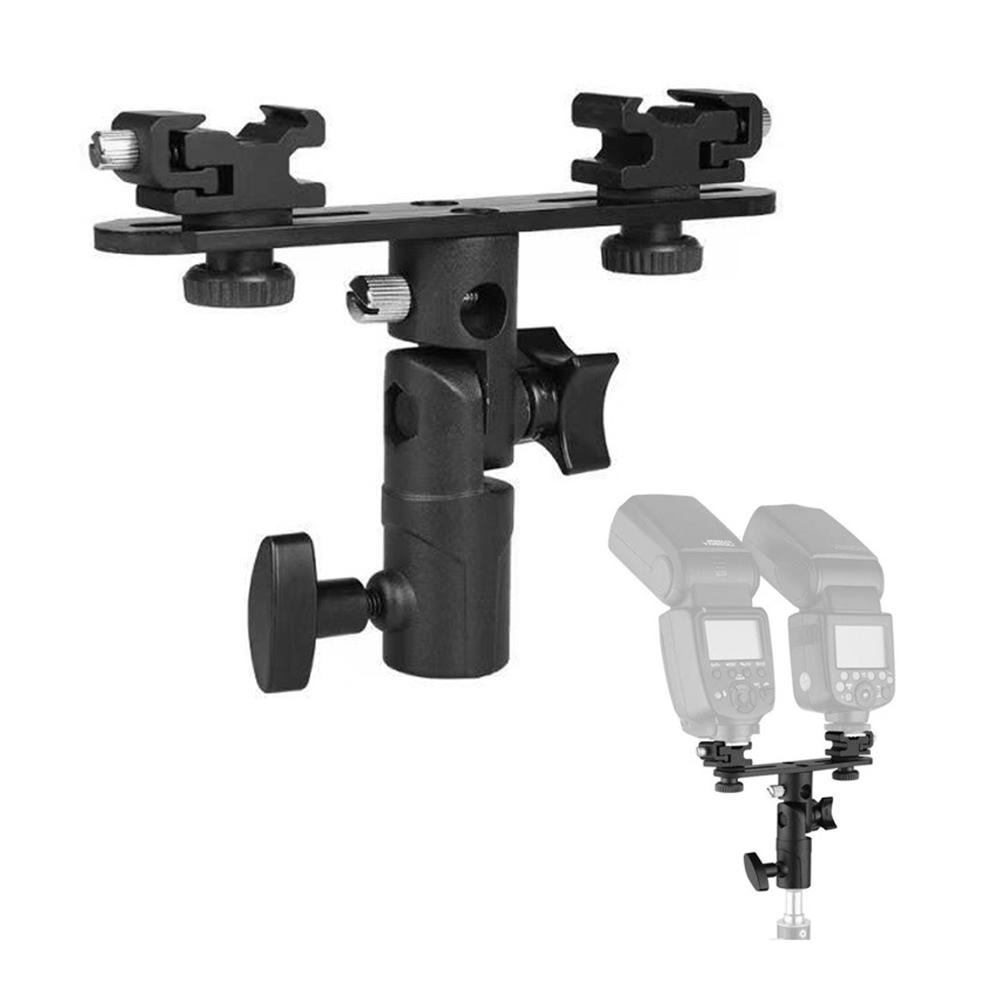 Dual Flash Bracket Umbrella Holder Light Stand Bracket Mount Double Hot Shoe Flash Umbrella Holder for DSLR Camera Accessories