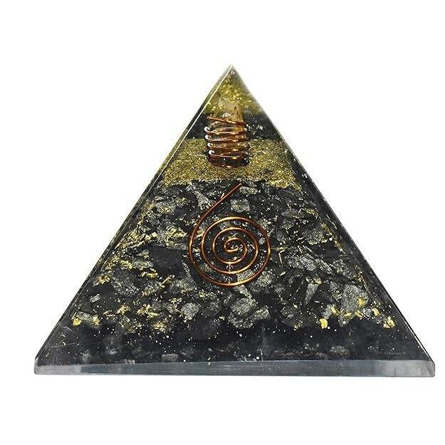 @ Orgonite Pyramid Golden Natural Healing Crystal Chakra Balancing UKR1370_60%OFF