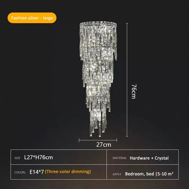 E14 Light Luxury Wall Light Crystal Wall Lamp Decor Living Room Bedroom Bedside Corridor Stairs Fixtures TV Background Sconce