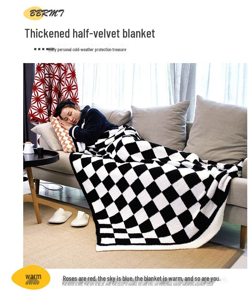 Luxury Checkerboard Velvet Sofa Blanket - Autumn/Winter Edition