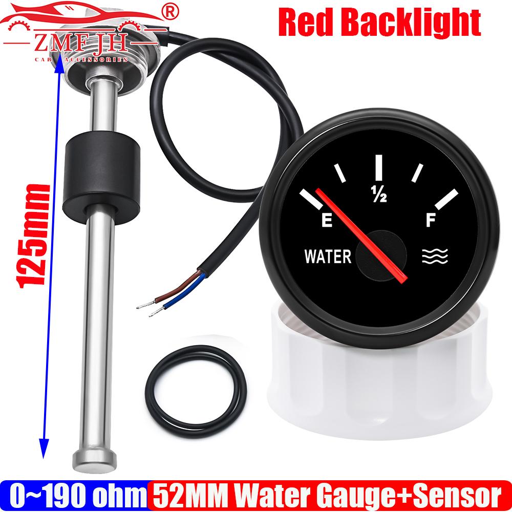 ZMFJH 0-190OHM 52MM Vattennivåmätare Rött Ljus 100-600MM Vattennivåsensor 41.5MM Gänga BSP1 1/4 för Bil Båt Yacht Husbil