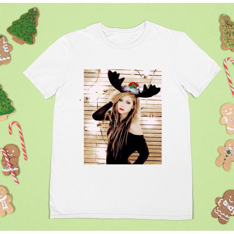 Avril Lavigne Merry Christmas White Stars All Size For Family Shirt