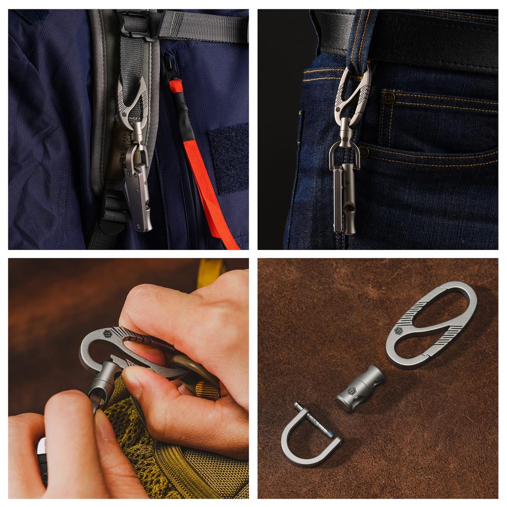 [KeyUnity] KM12 Titanium Key Chain, Tai Chi Keychain, 360 Degree Rotation, D-Key Ring, Key Rotation, Anti-Lost, Easy Installation, Gift, KM12