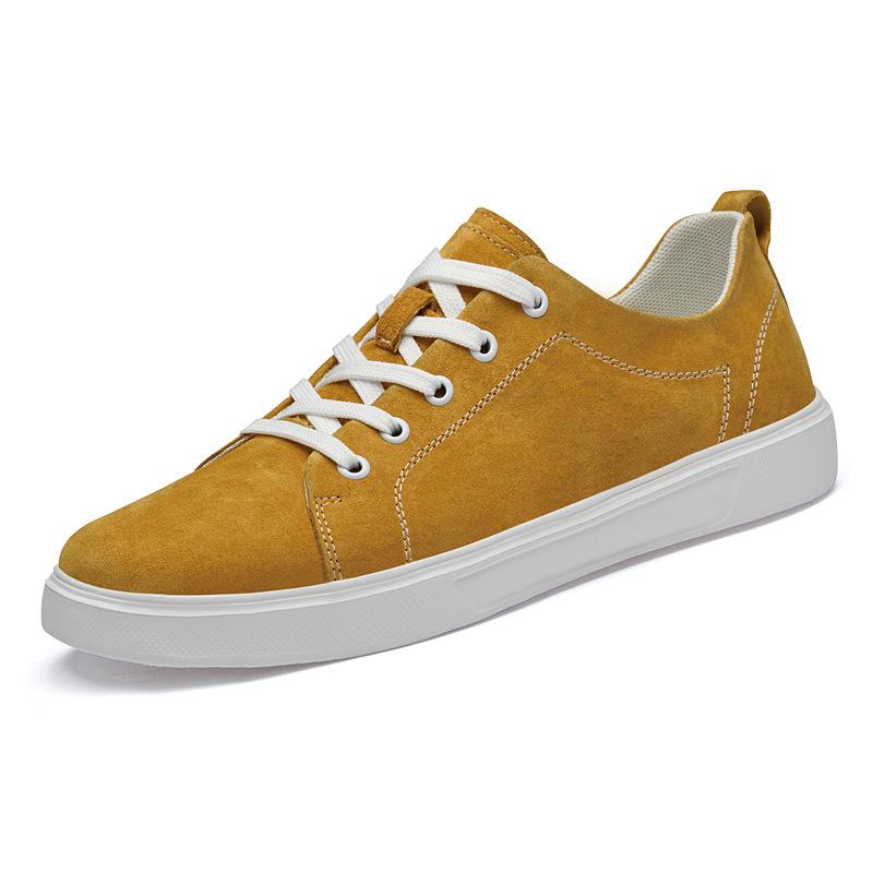 

80925 Men S Shoes Inner Heightening Board Shoes Thick-Soled Muffin Casual Shoes Spring Low-Top Suede Leather Flat-Soled Sports Shoes 46 жовтий