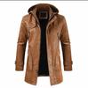 2024 Men's Mid-Length PU Leather Trench Coat - Korean Style, Youth, Plus Size