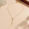 DIEYURO 316L Stainless Steel White Shell Petal Hollow Golden Flower tassel Pendant Necklace Lady Fashion Clavicle Chain Jewelry