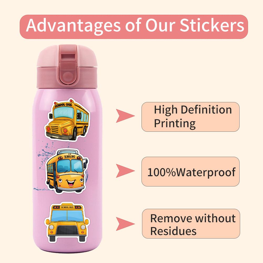110 New School Bus Cartoon School Bus Graffiti Stickers Suitcase Mobile Phone Stickers
