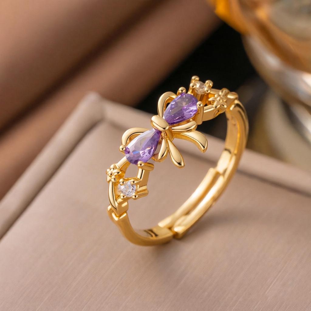 Micro-Inlaid Zircon Fashion Open Ring - Adjustable Luxury Index Finger Jewelry for Women