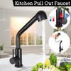 Black Kitchen Faucet With Pull Down Sprayer Hot and Cold Water 360 Degree Taps Kitchen Pulled Out Faucet Two Function Mixer