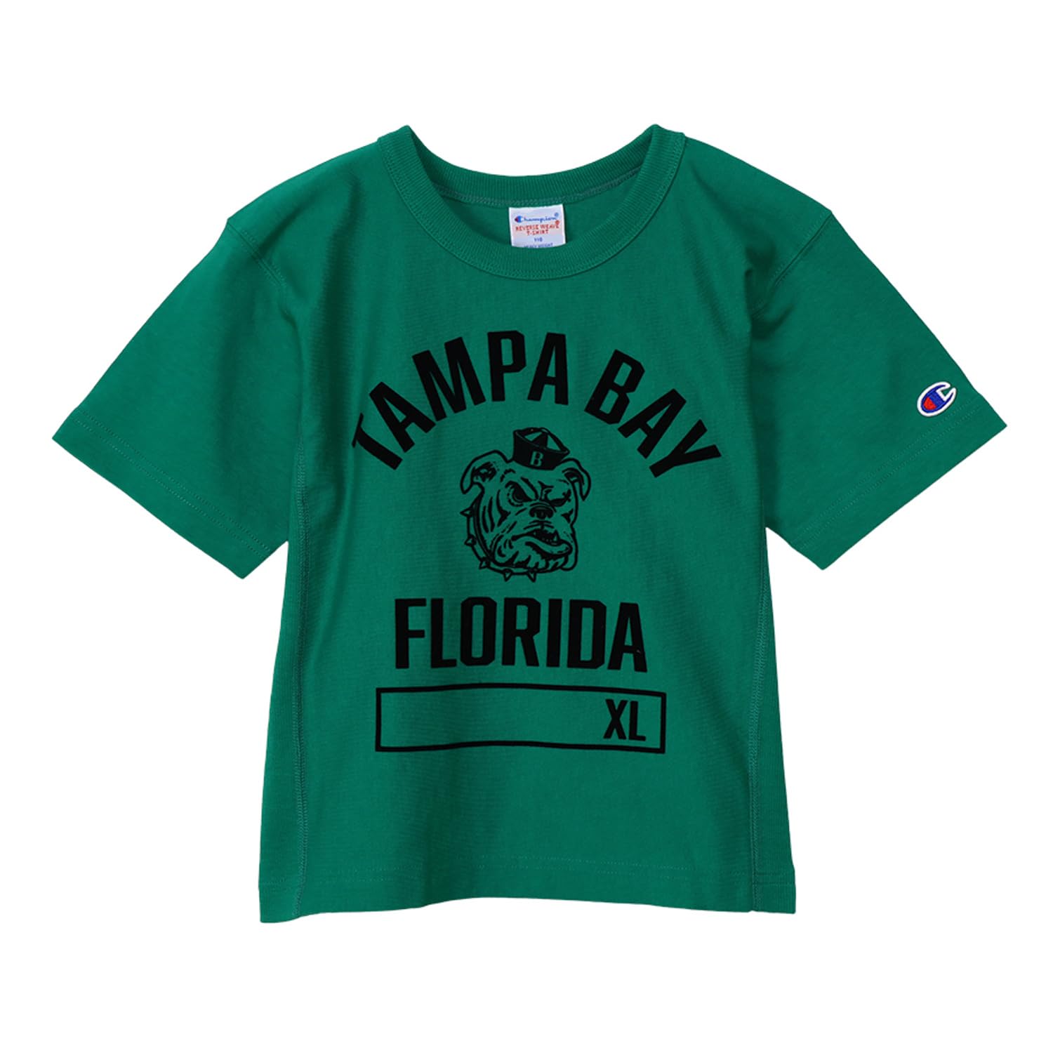 

Champion Short Sleeve Crew Neck Reverse Binder Graphic Reverse Short Sleeve Kids T-Shirt, 100% Cotton, Weave® Neck, Print, Weave® T-Shirt, Boys зелёный