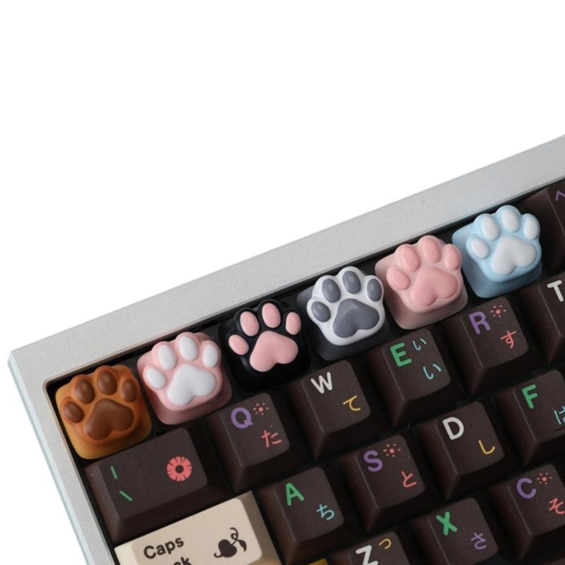 Cute Resin Kitten Claw Print Keycap For Mechanical Keyboards Vibranted Color Wear Resistant PBT Easy Installation