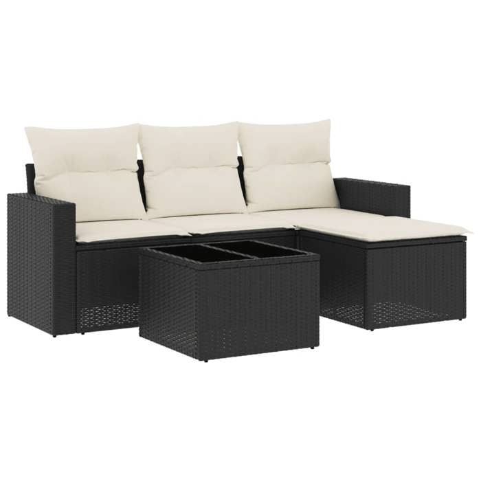 VidaXL Garden Lounge Set with Cushions 5 Pcs, Patio Sofas, Patio Furniture Set, Outdoor Furniture, Black 3218866