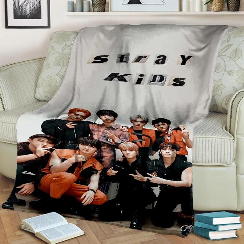 3D Kpop Stray Kids Korea Singer Blanket,Soft Throw Blanket for Home Bedroom Bed Sofa Picnic Travel Office Rest Cover Blanket Kid