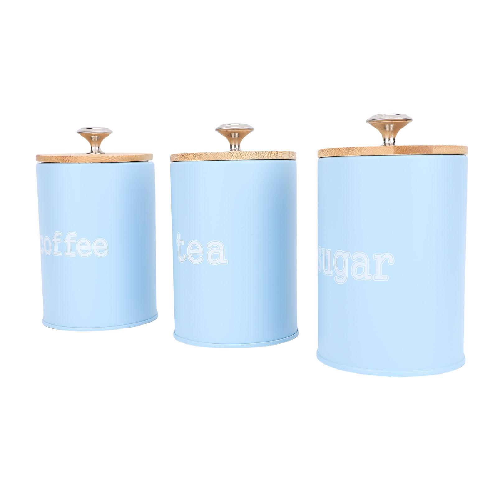 

3 шт. Банка для хранения Многофункциональная герметичная железная банка для хранения с крышкой для чая, кофе, сахара синий