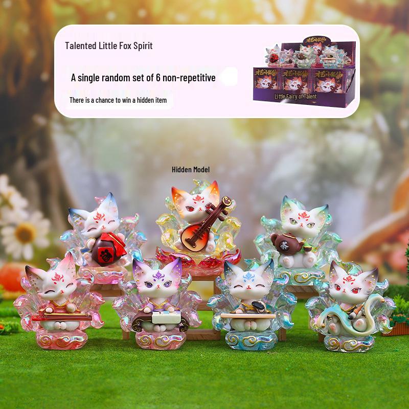 Nine-Tailed Fox Resin Blind Box: Chinese Style Desktop Ornament & Festival Gift