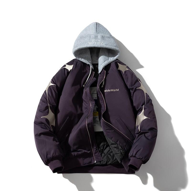 Star Embroidery Bomber Jacket Men Women Streetwear Casual Padded Baseball