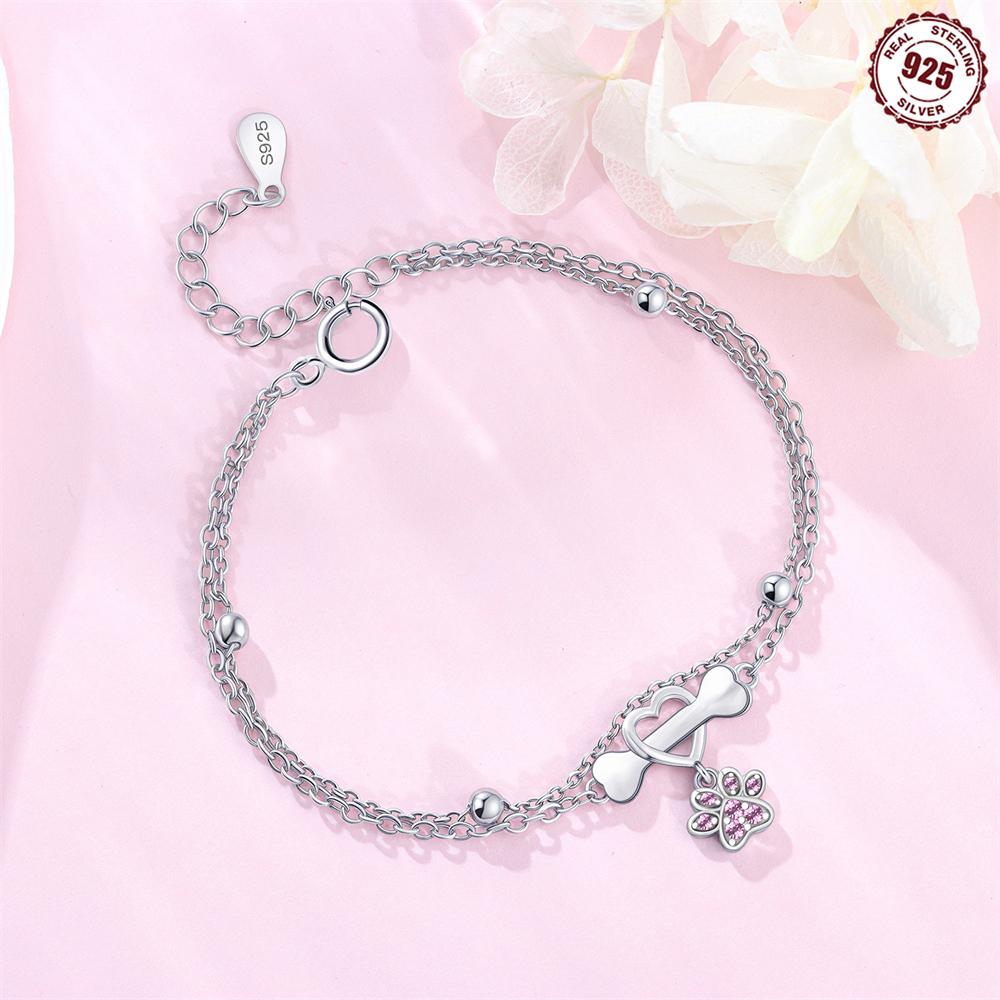 Bracciale Rame Originale Ti Amo Animale Carino Osso Nappa Zampa Stampa Braccialetto Adatto Per Fai Da Te Charms Gioielli Regali di Compleanno