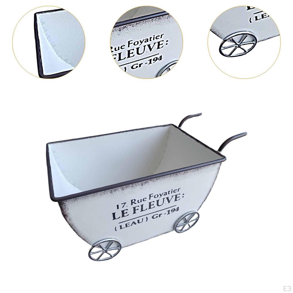 Compact Flower Cart Plant Stand, Metal Wheelbarrow for Displaying Pots