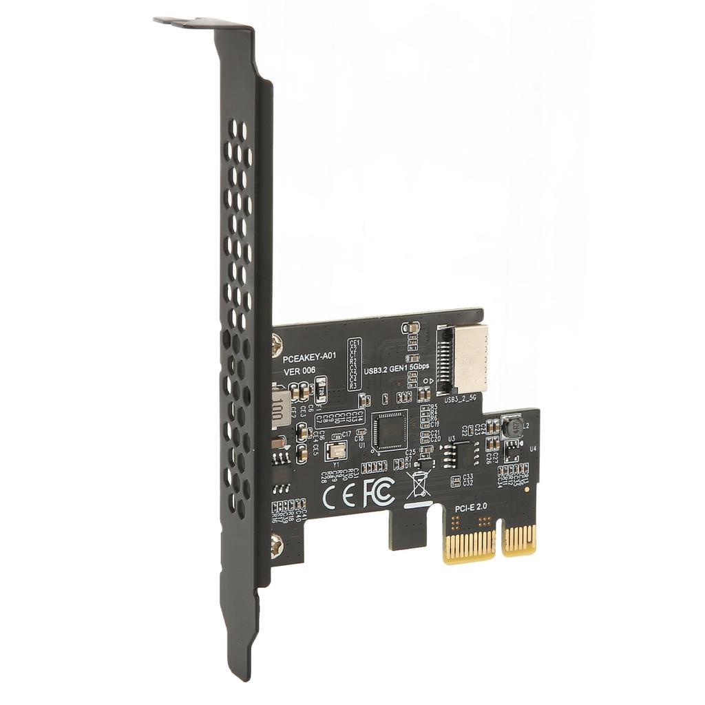 PCIE til USB 3.2 Udvidelseskort Sort 5Gbps Høj Hastighed PCIE X1 til USB3.2 Gen1 TYPE E 20PIN Udvidelseskort Til stationær computer