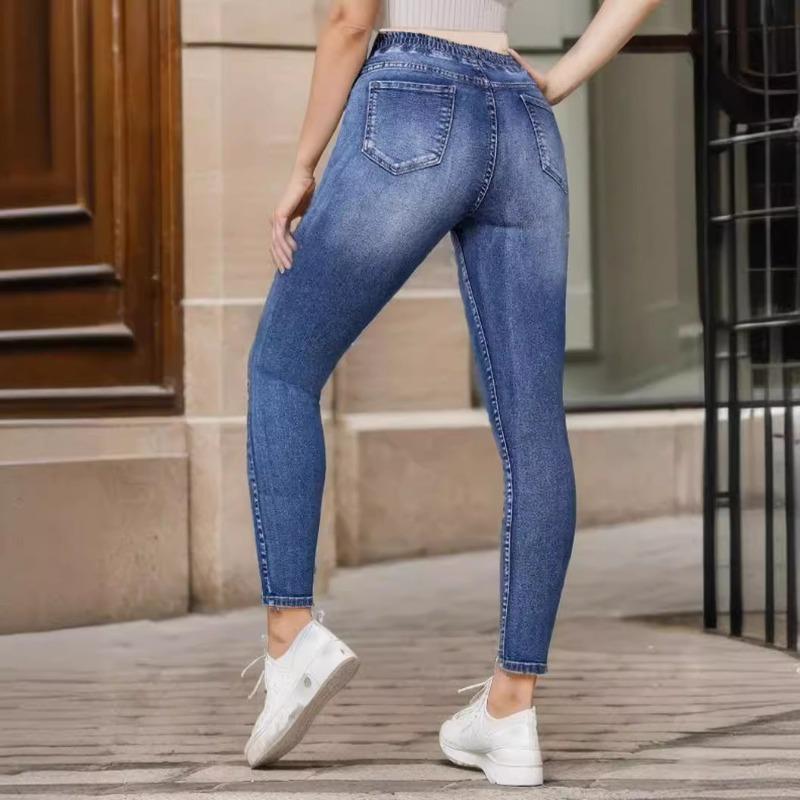 Jeans Elastic Waist Drawstring Stretch Jeans Woman