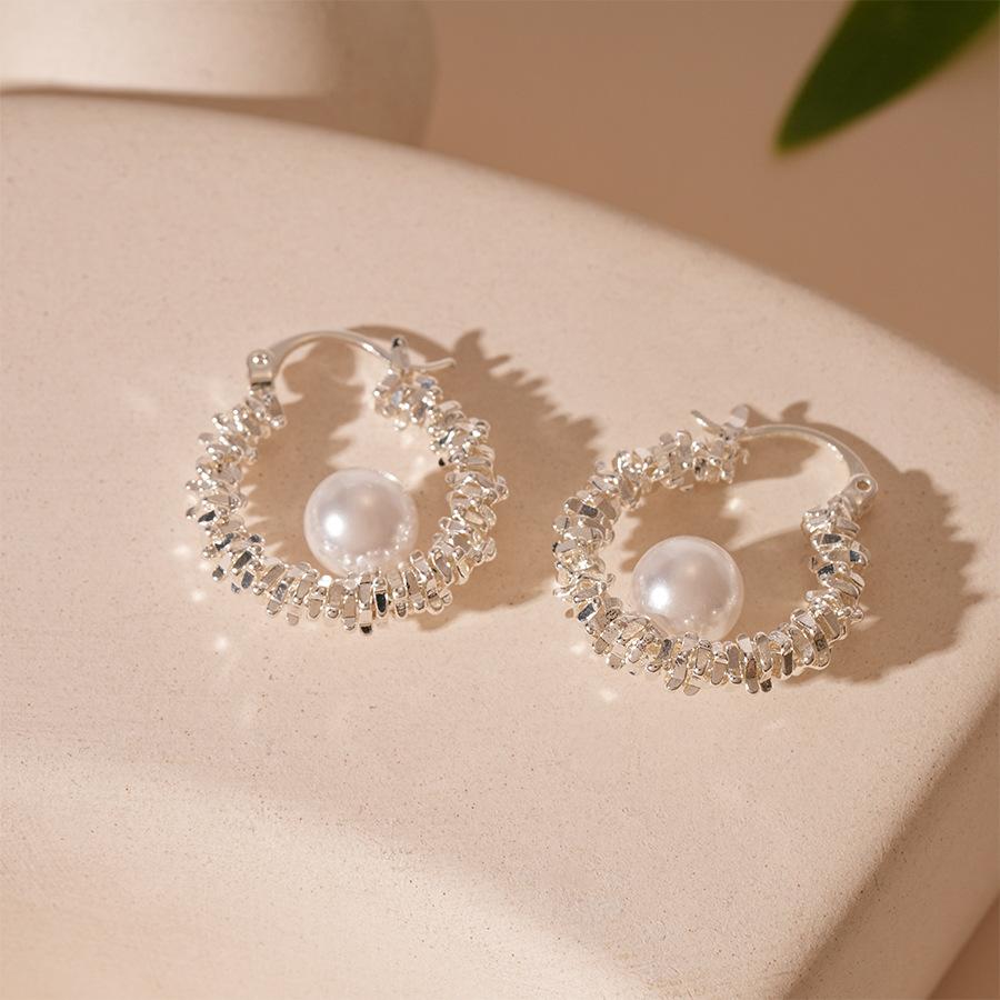 Персональные холодные ветрозащитные серьги-гвоздики с имитацией жемчуга и сломанного серебра, простые серьги в европейском и американском стиле, серьги в стиле Ins