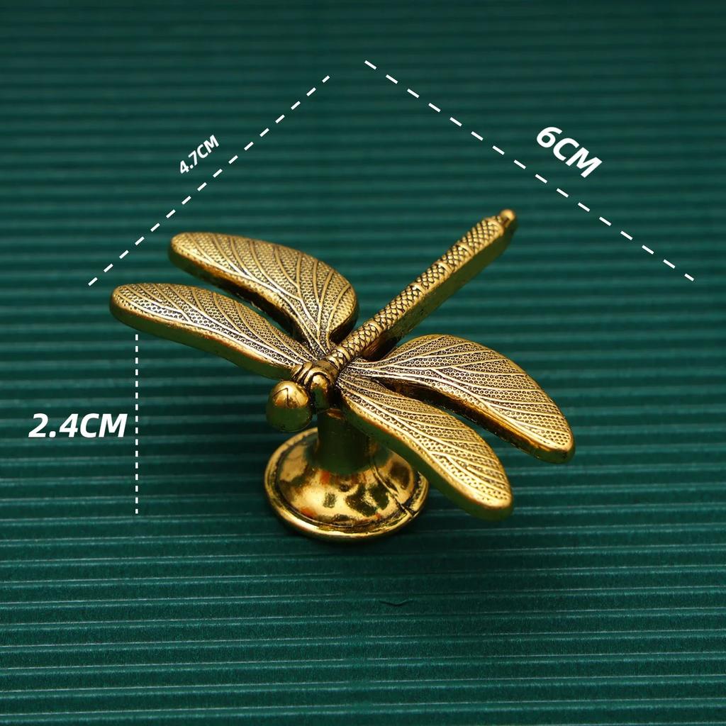 Copper Color Drawer Knobs Dragonfly-shaped Dresser Knobs Furniture Handles Insect Cabinet Pull Handles for Cabinets and Drawers