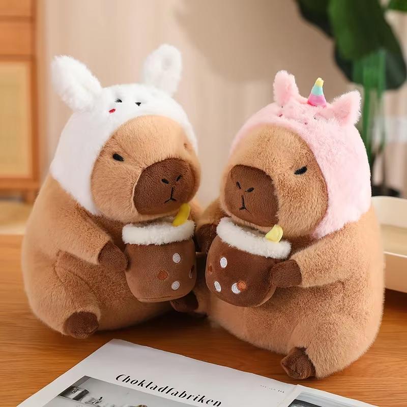Niedliches Capybara Plüschtier Stofftiere Capibara mit Schildkröten-Rucksack Kapibala Weiche Puppe Kinderspielzeug Geburtstags-Weihnachtsgeschenk