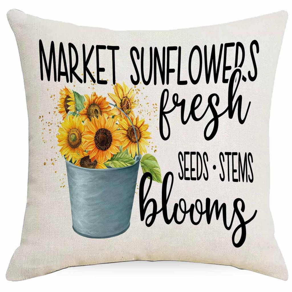 New Retro Summer Sunflower Pillowcase Home Sofa Cushion Pillowcase
