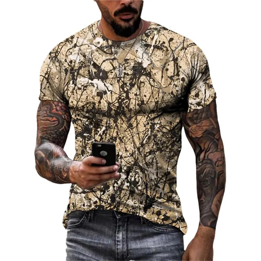 New Abstract Graffiti Street Style Men's T-Shirt 3D Stereo Printing Trend Fashion Harajuku Round Neck Short Sleeve T Shirts Tops
