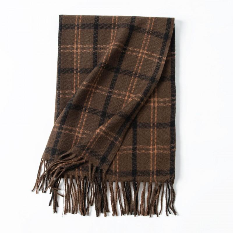 Womens Wool-Blend Plaid Scarf With Fringe Winter Wrap Shawl Warm Neck Office Chic