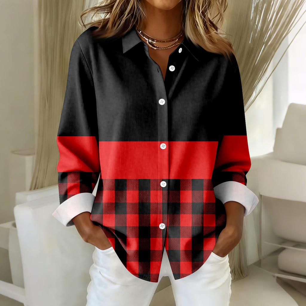 Women's Shirt Blouse Print Button Long Sleeve Casual Basic Shirt Collar Regular Top