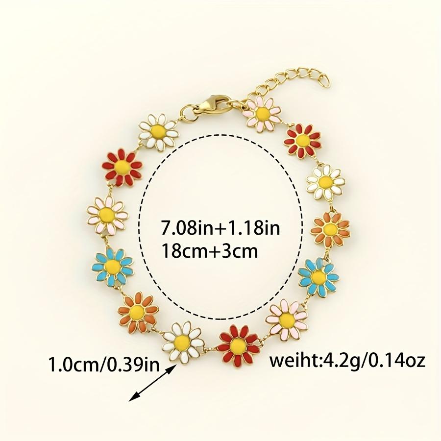 1pc Stainless Steel Enamel Women's Bracelet Colorful Chrysanthemum Bracelet
