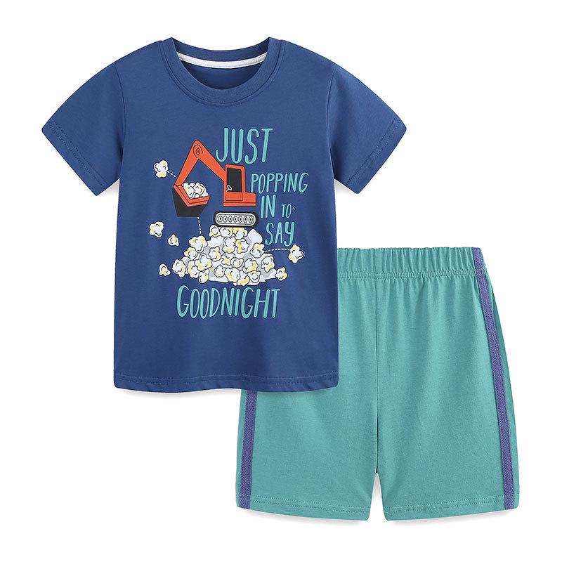 European Style Boys' Summer Two-Piece Cotton Sports Set - Short-Sleeve Top & Shorts