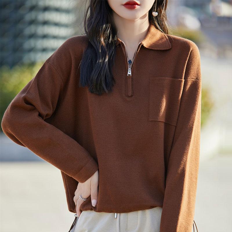 Dámský kašmírový svetr Qinghe kašmír 50% vlna 50% hedvábí Dámský podzimní a zimní kašmírový svetr měkký a teplý