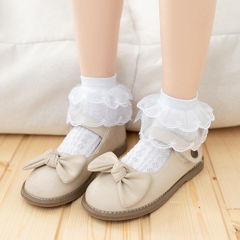 1-15Years Kids  Sprng Summer Baby Princess Socks For Girls  Solid Lace Cotton Soft Fashion Sweet Children's Socks