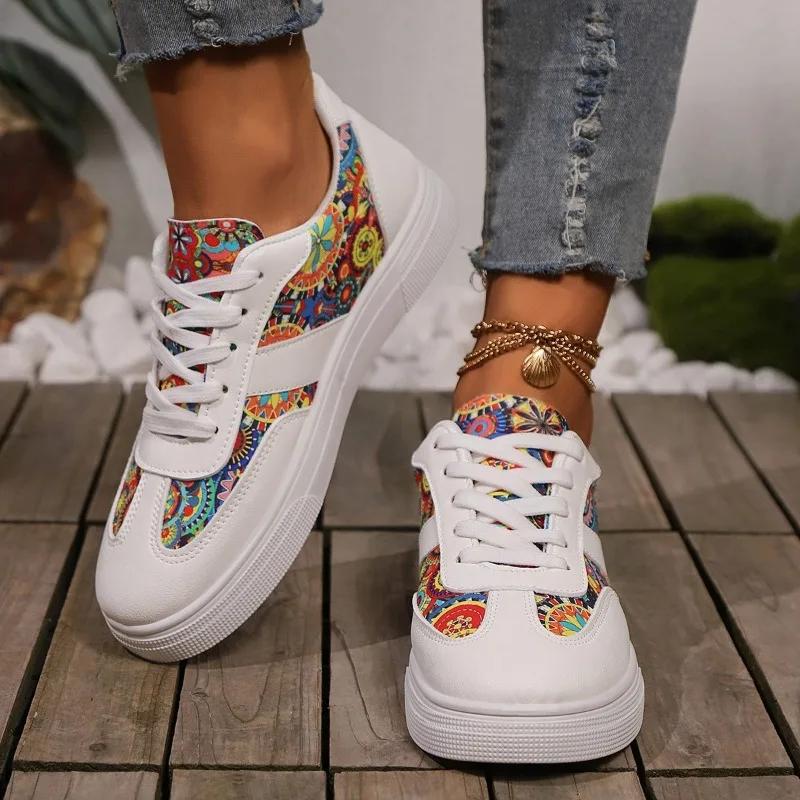 fashion Spring and Autumn Fashion Women's Sports Shoes Casual Color Matching Low-top Round Toe Lace-up Couple Style Vulcanized Shoes