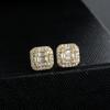 E085 Men and Women Hip Hop Jewelry Brass CZ Stud Earrings for Gift