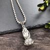 Vintage Thai silver long necklace flower pendant simple long sweater chain accessories women