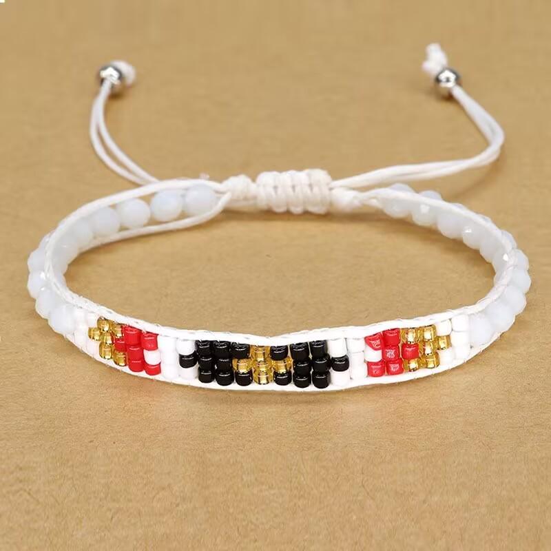 Handmade Woven Bracelets Boho Multicolored faceted Glass Beads Woven Bracelet Women Men Boho Handmade Chic Jewelry