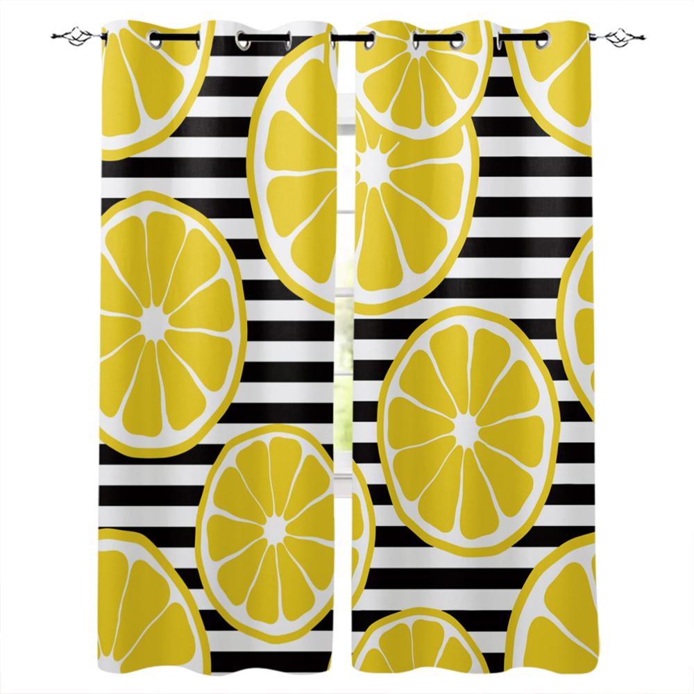 Small Fresh Summer Style Lemon Fruit Luxury Home Curtains Modern Home Supplies Living Room Bedroom Custom Curtains