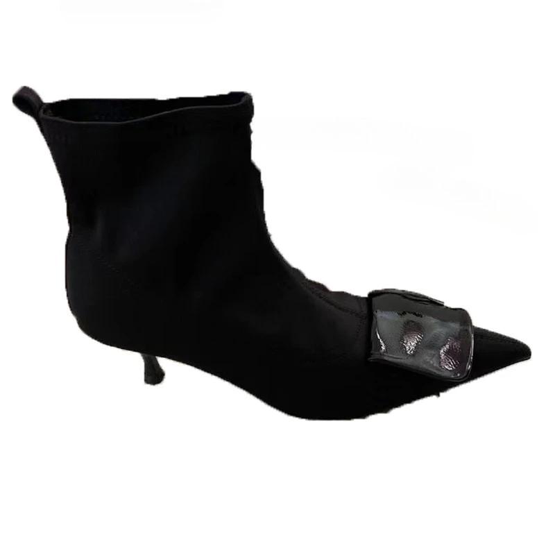 Pointed Toe Women Ankle Boots Suede Fashion Heeled Shoes Dress Luxury Woman Pumps 2025 Winter New Designer Elegant Mujer Botas