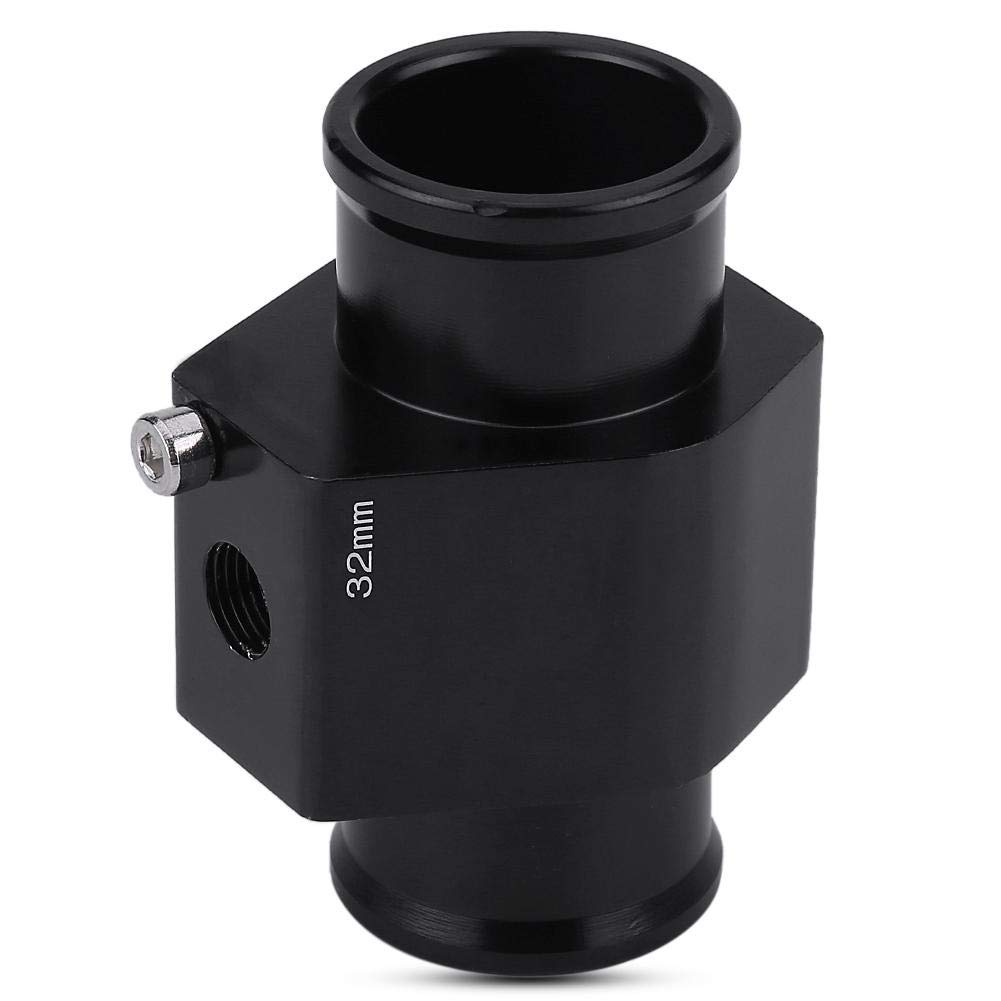 Water Temp Joint Pipe, Aluminum Car Water Temp Temperature Joint Pipe Hose Gauge Adapter Black(32mm)