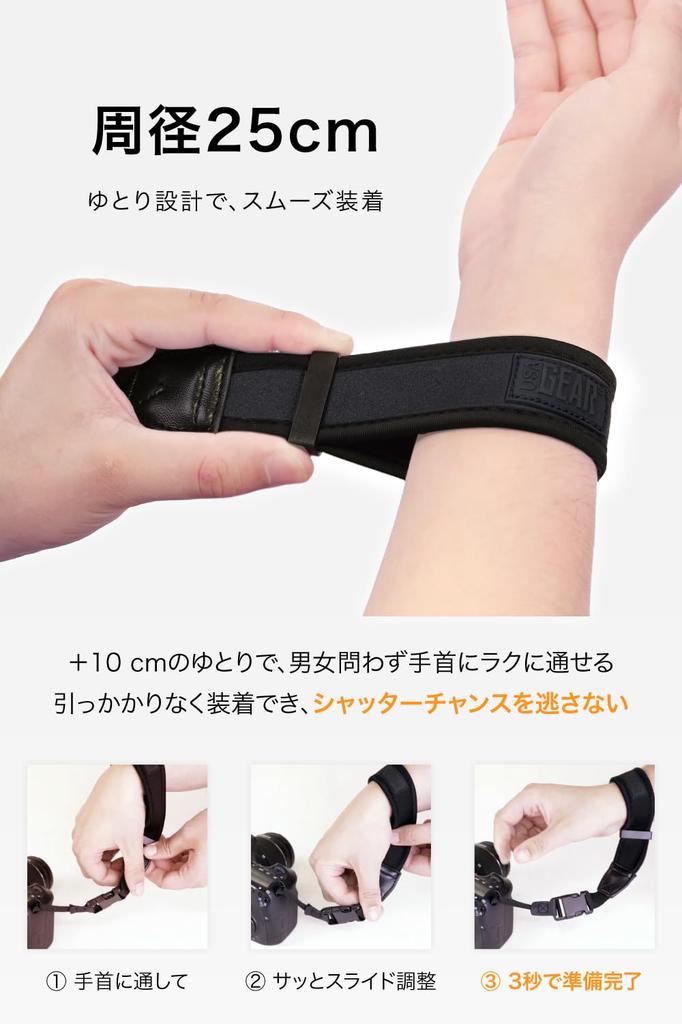 USA Gear Camera Wrist Soft Neoprene Material for Compatible with DSLR and Mirrorless Lightweight Easy Slide Fits 25cm Wrist Compatible with All