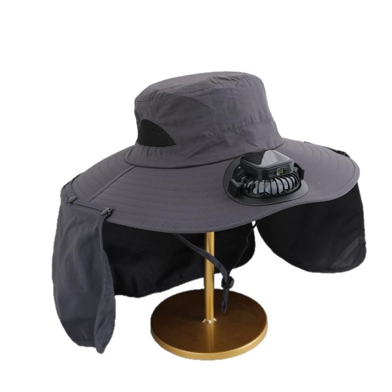Summer outdoor fishing and hiking sun hat, extra-large brim solar fan hat, shawl neck protection, sun-protective bucket hat