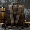 Big Capacity Vintage Leather Backpack Laptop Travel Bagpack Men Male Cowskin Backpack Retro Style Travel Bag  Brown 42cm